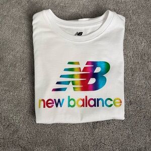 New Balance Girls' Tee with Gradient Rainbow Logo